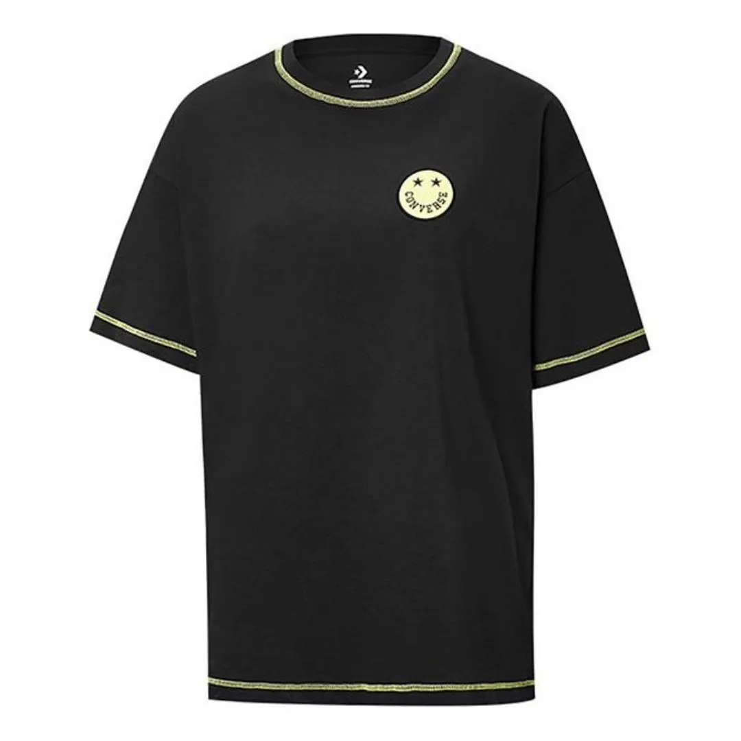 (WMNS) Converse Casual T-Shirt 'Black Yellow' 10018923-A01 sold by KicksCrew