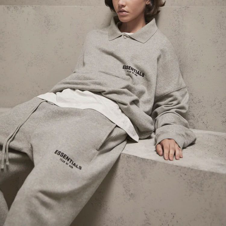 Fear of God Essentials SS22 Long Sleeve Polo Shirt 'Light Oatmeal' FOG-SS22-496 sold by KicksCrew product image thumbnail 3