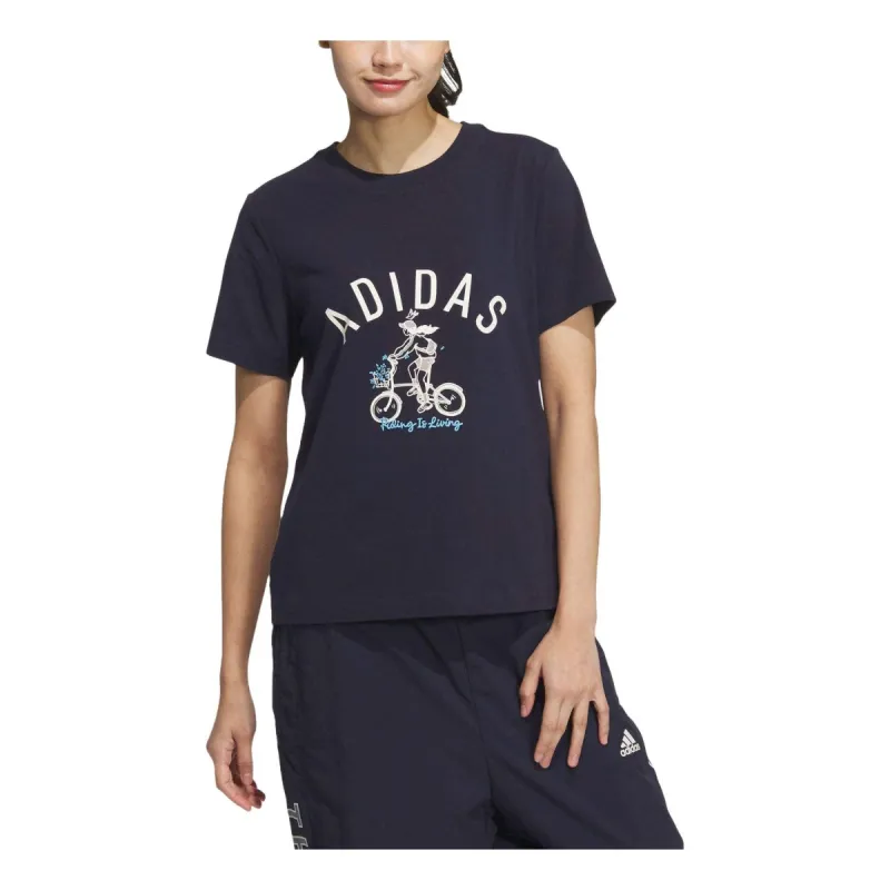 (WMNS) adidas Graphic T-Shirt 'Navy' JM4960 sold by KicksCrew