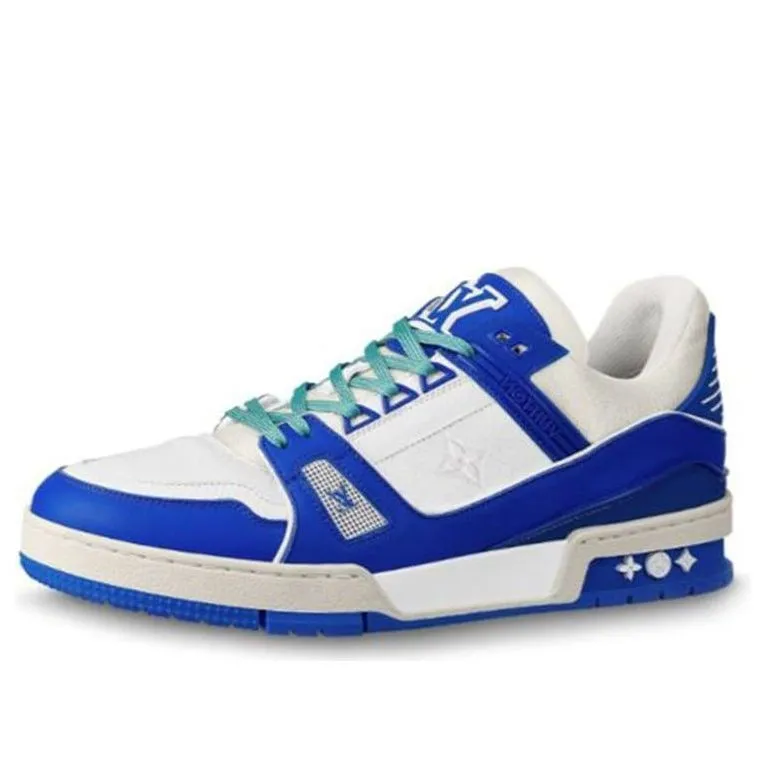 LOUIS VUITTON Trainer Sneakers 'White Blue' 1A813N sold by KicksCrew