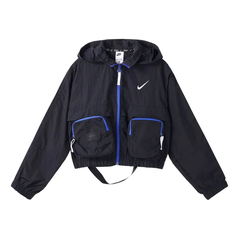 (WMNS) Nike Sportswear City Utility Woven Jacket 'Black Blue' DV8035-010 sold by KicksCrew