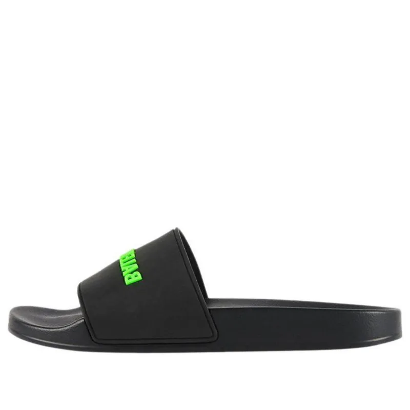 Balenciaga Rubber Slides 'Black Fluo Green' 565826W1S811030 sold by KicksCrew