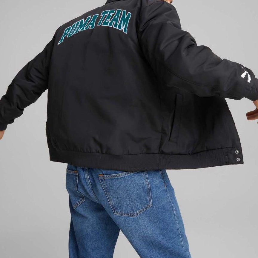 Puma Team Bomber Button Down Jacket 'Black' 539272-01 sold by KicksCrew product image thumbnail 4