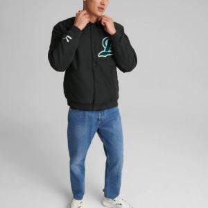 Puma Team Bomber Button Down Jacket 'Black' 539272-01 sold by KicksCrew
