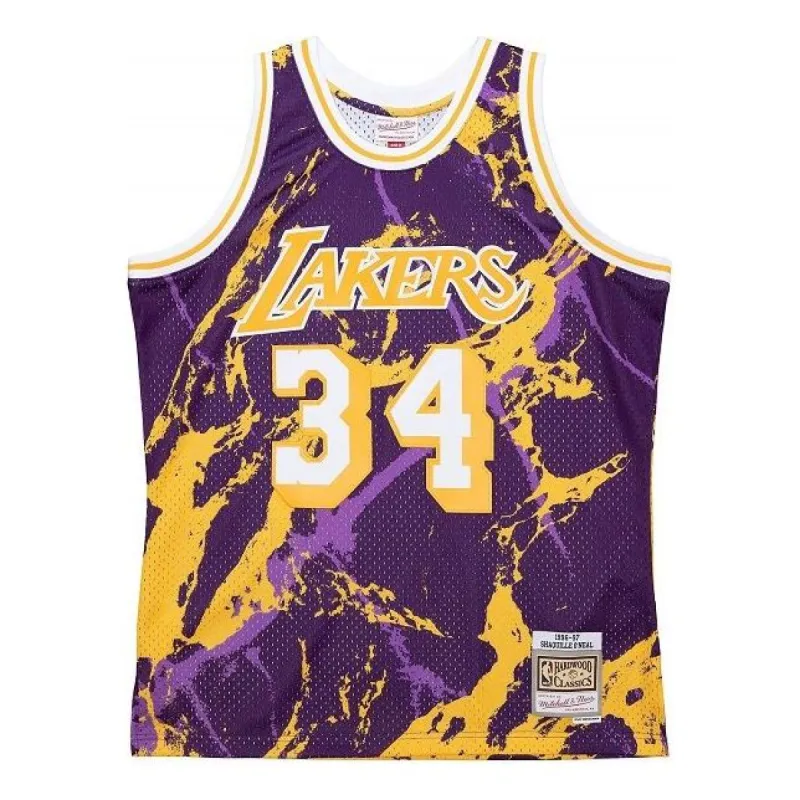 Mitchell & Ness x NBA Los Angeles Lakers Team Marble Swingman Jersey 'Shaquille O'Neal 34' TFSM1278-LAL96SONPTPR sold by KicksCrew