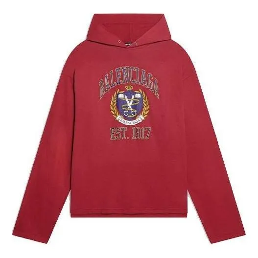 Balenciaga Est. 1917 College Logo Print Hoodie 'Red' 674685TLV896163 sold by KicksCrew