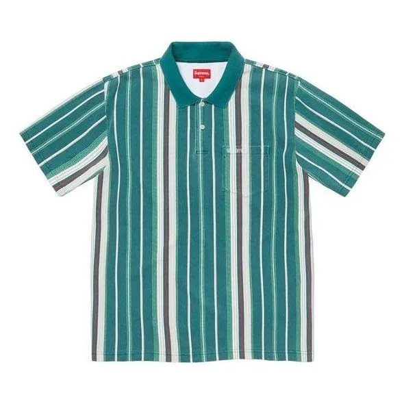 Supreme SS20 Week 1 Vertical Stripe Polo shirt 'Green' SUP-SS20-241 sold by KicksCrew