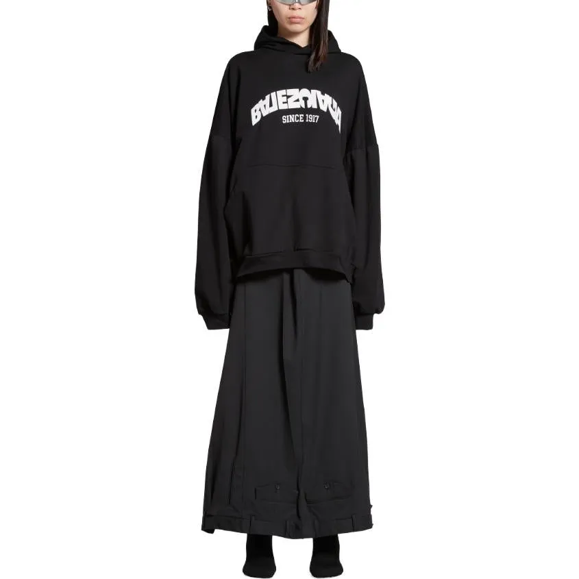 Balenciaga Back Flip Round Hoodie Oversized 'Black White' 761458TPVG11070 sold by KicksCrew product image thumbnail 3