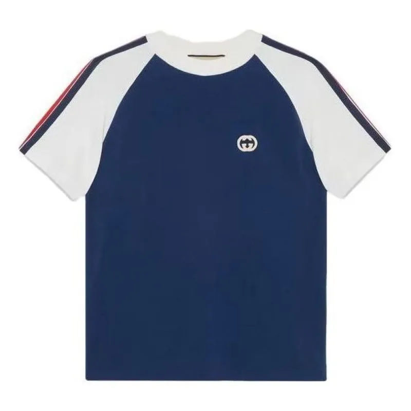 Gucci Cotton Jersey T-Shirt With Patch 'Blue White' 752191-XJFR5-4912 sold by KicksCrew