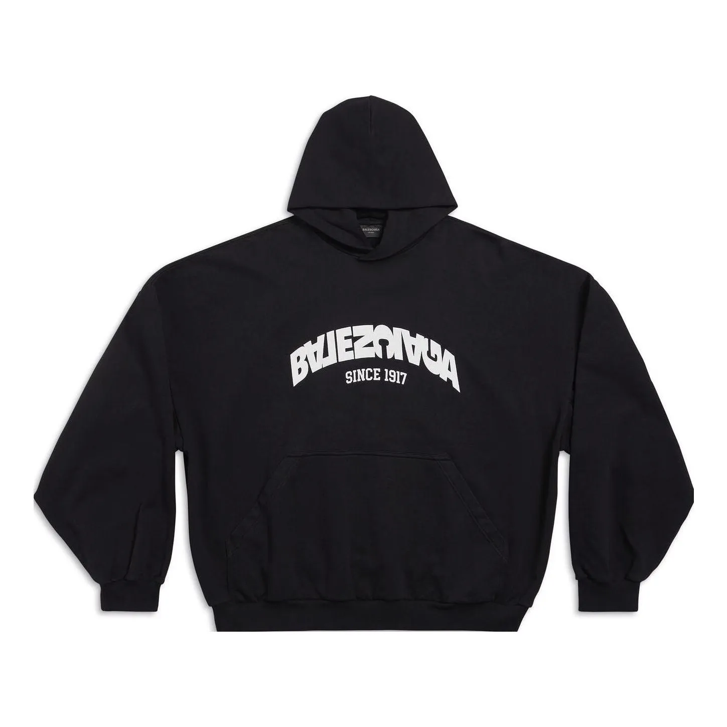 Balenciaga Back Flip Round Hoodie Oversized 'Black White' 761458TPVG11070 sold by KicksCrew