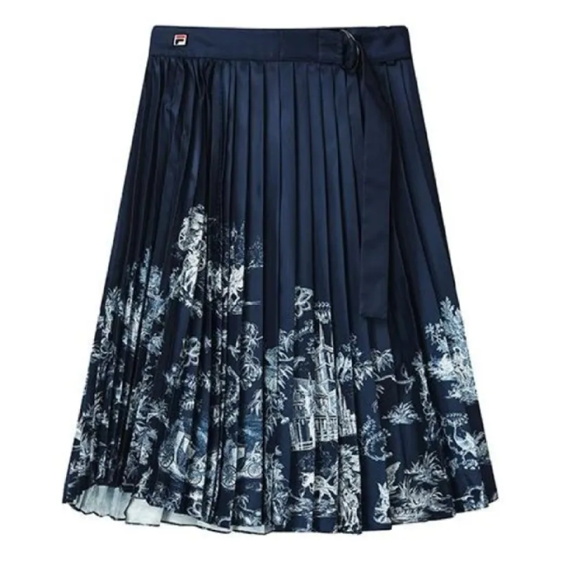 (WMNS) FILA Casual Long Skirt 'Navy White' F11W238307F-ZA sold by KicksCrew
