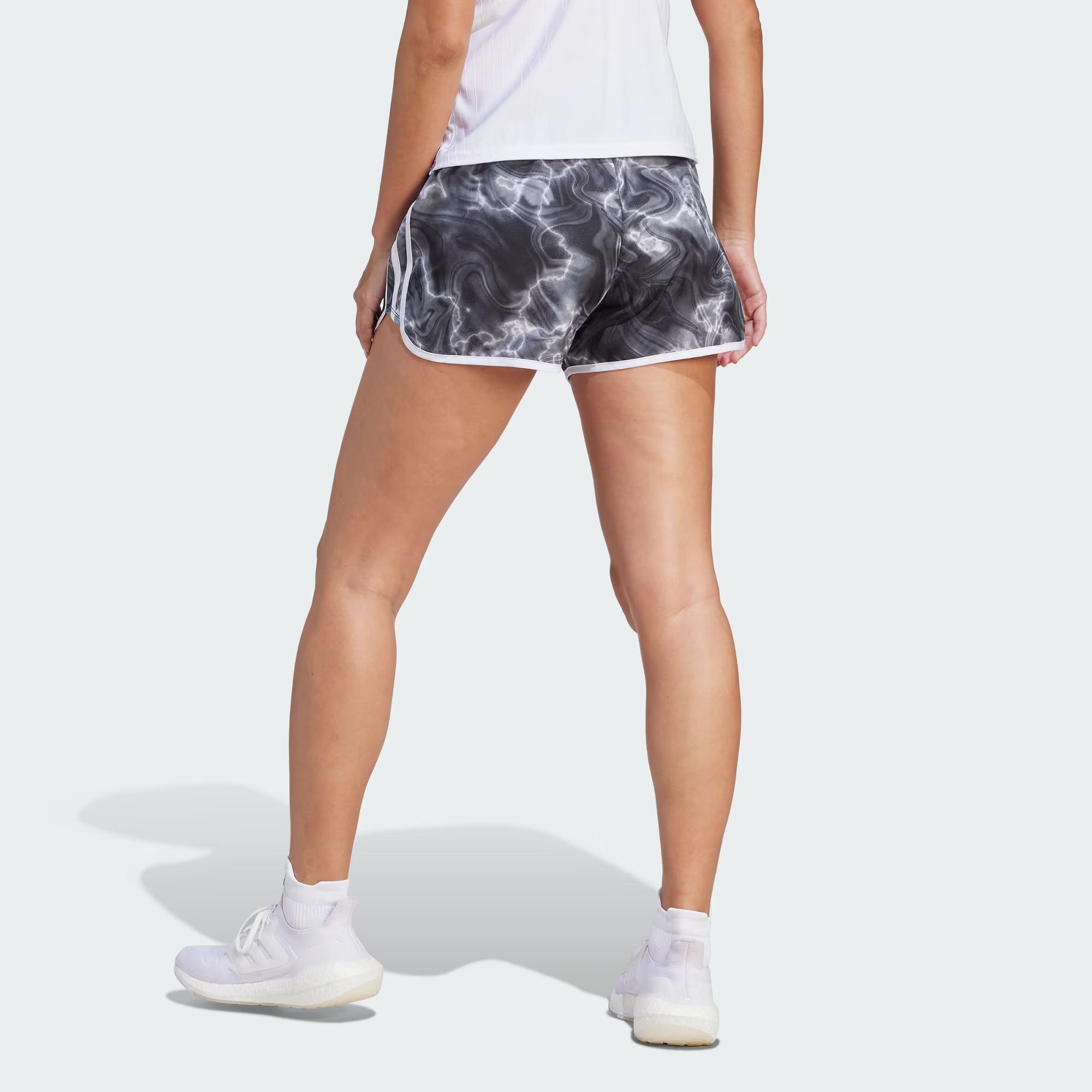 (WMNS) Adidas Marathon 20 Allover Print Shorts 'White Black Grey Six' IL1665 sold by KicksCrew product image thumbnail 3