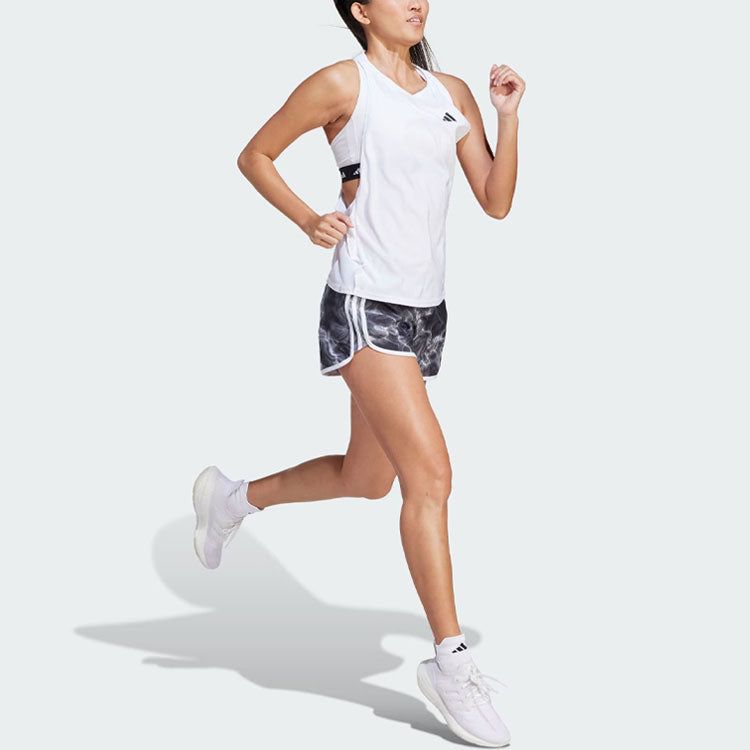 (WMNS) Adidas Marathon 20 Allover Print Shorts 'White Black Grey Six' IL1665 sold by KicksCrew product image thumbnail 4