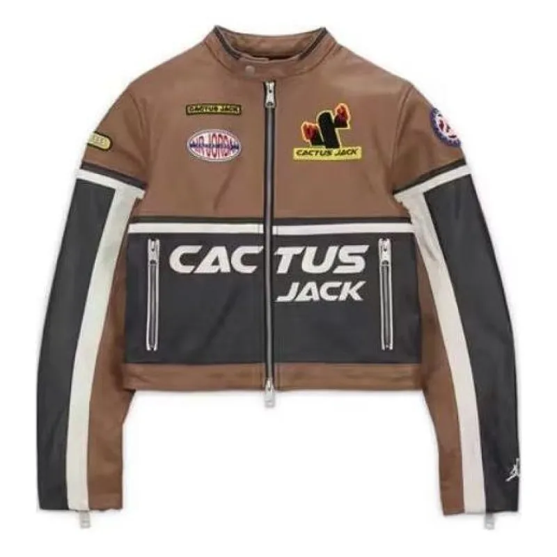(WMNS) Air Jordan x Travis Scott Cactus Jack Leather Jacket (Asia Sizing) 'Archaeo Brown' DX6169-256 sold by KicksCrew