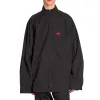 Balenciaga 3B Sports Icon Zip-Up Tracksuit Shirt 'Black Red' 720158TKO481000 sold by KicksCrew