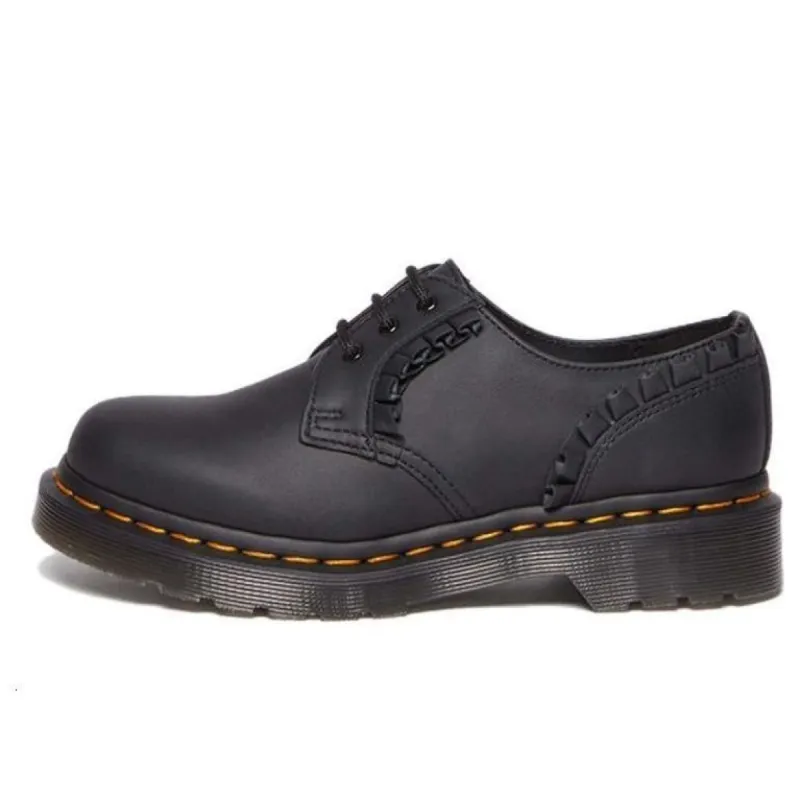 (WMNS) Dr. Martens 1461 Frill Nappa Leather Oxford Shoes 'Black' 30696001 sold by KicksCrew