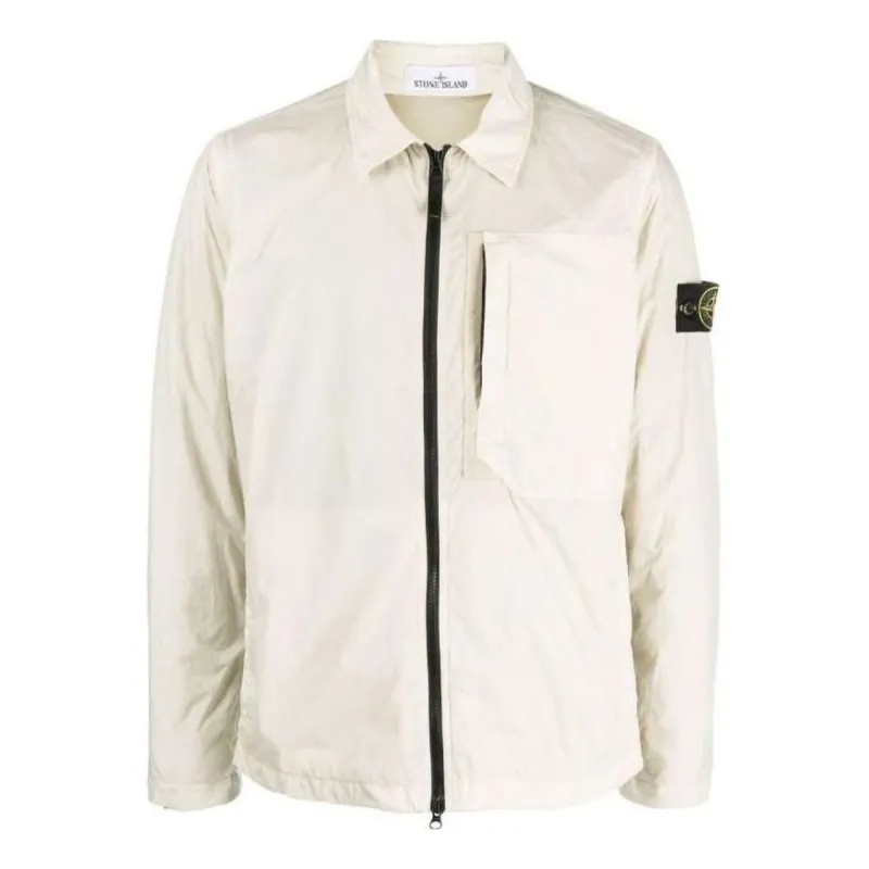 STONE ISLAND Compass Patch Collared Zip Up Jacket 'Plaster' 791510723-V0097 sold by KicksCrew