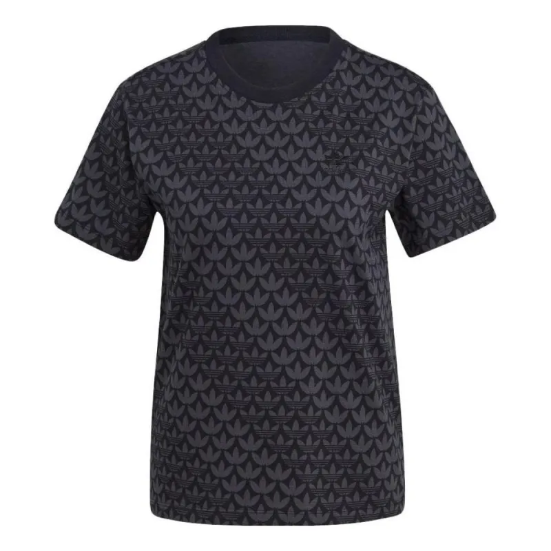 (WMNS) adidas Trefoil Monogram Tee 'Black' II3180 sold by KicksCrew