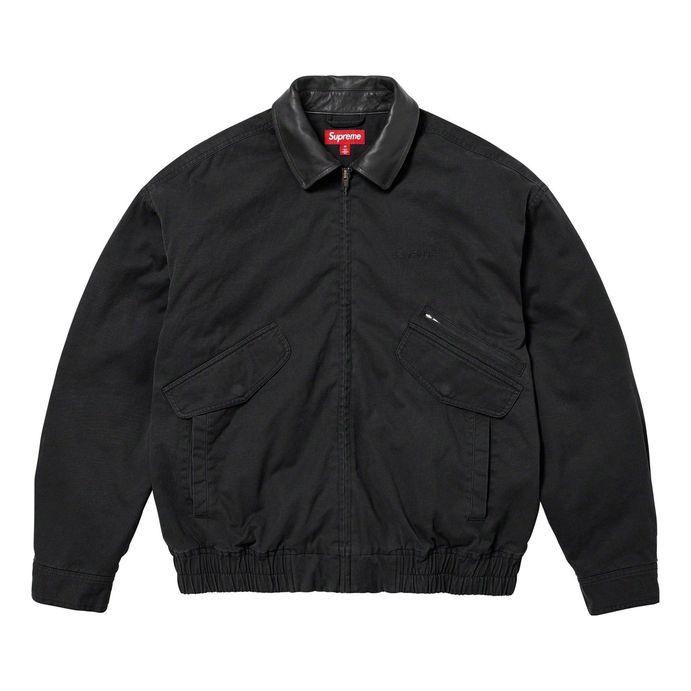Supreme Leather Collar Utility Jacket 'Black' SUP-FW23-034 sold by KicksCrew