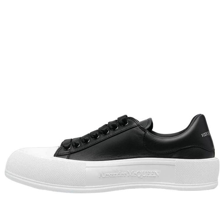 Alexander McQueen Deck Lace Up Plimsoll Sneakers 'Black White' 705201WIAB61070 sold by KicksCrew