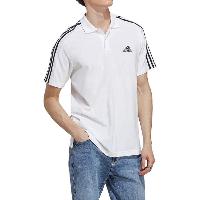 Adidas Essentials Piqu Embroidered Small Logo 3-Stripes Polo Shirts 'White' IC9312 sold by KicksCrew product image thumbnail 4