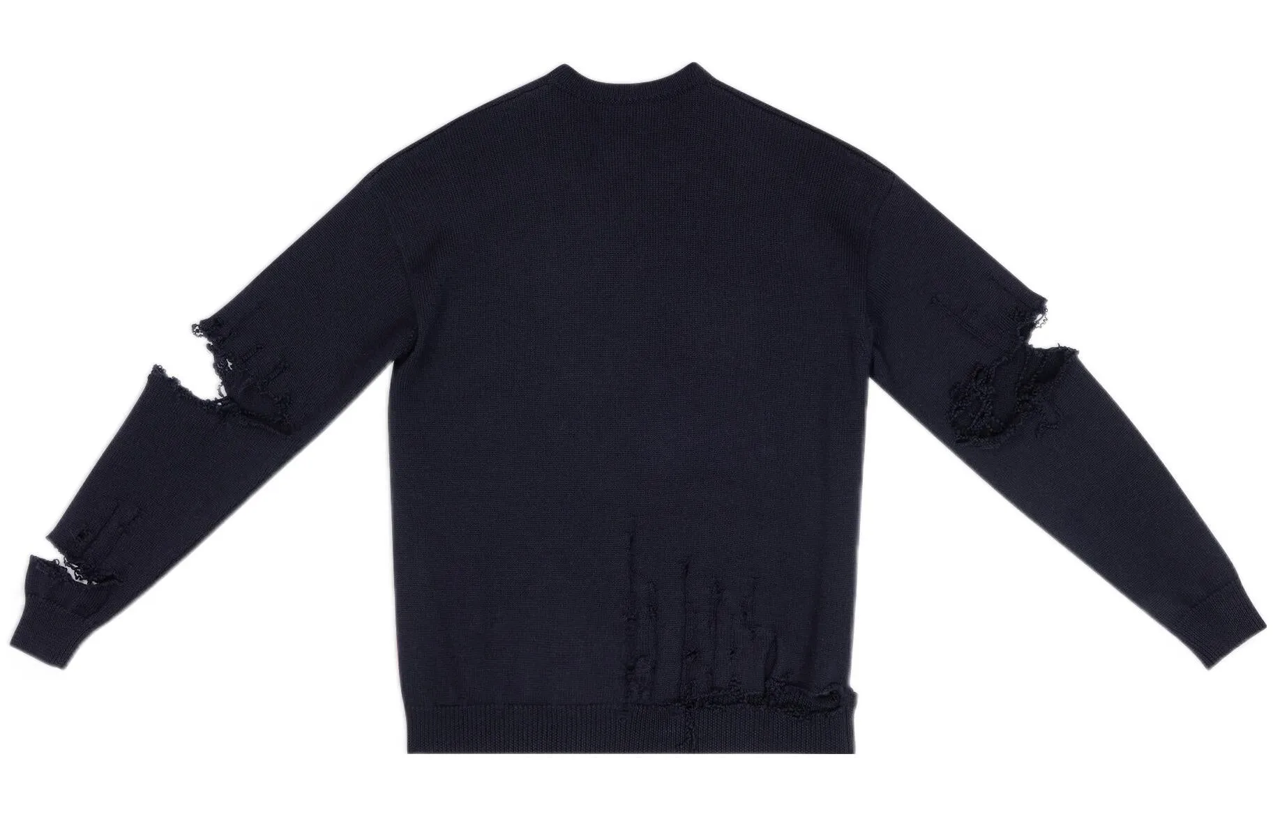Balenciaga Destroyed V-Neck Knit Sweater 'Navy' 696091T16420414 sold by KicksCrew product image thumbnail 2