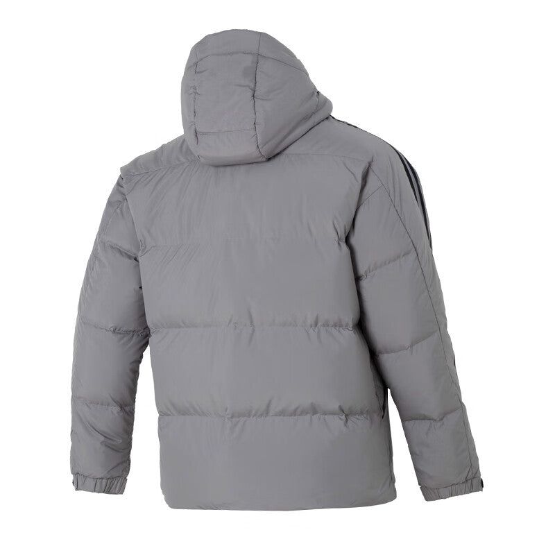 adidas 3-Stripe Puff Down Coat 'Gray Black' IT8733 sold by KicksCrew product image thumbnail 2