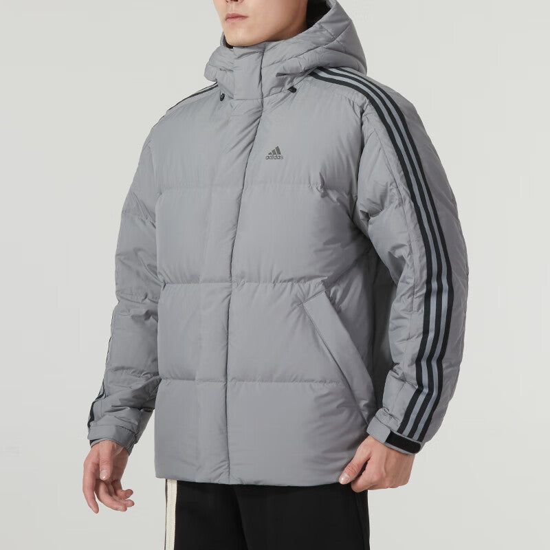 adidas 3-Stripe Puff Down Coat 'Gray Black' IT8733 sold by KicksCrew product image thumbnail 5