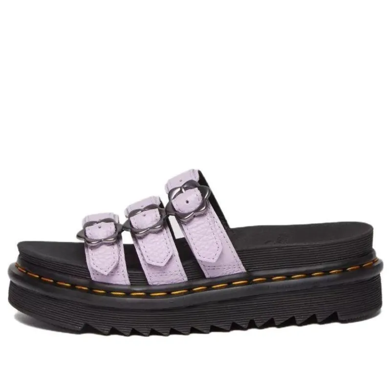 (WMNS) Dr.Martens Blaire Flower Buckle Milled Nappa Slide Sandals 'Lilac' 30710308 sold by KicksCrew