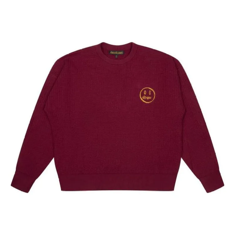 Drew House Sketch Mascot Waffle Sweater 'Burgundy' DW-FW22-558 sold by KicksCrew