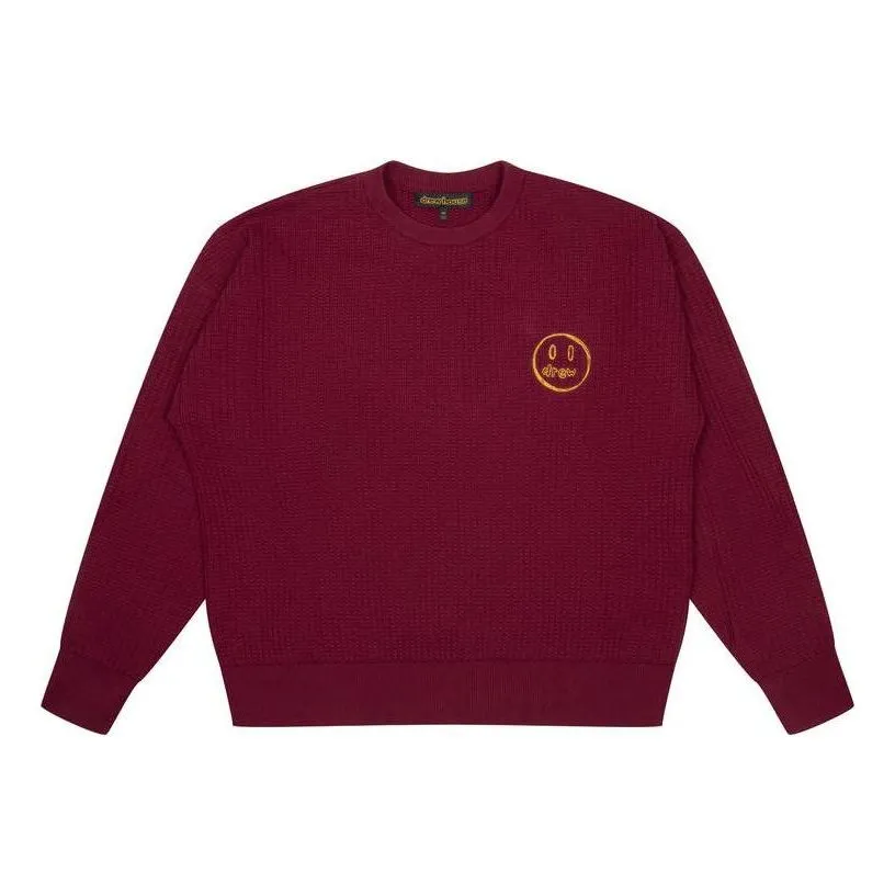 Drew House Sketch Mascot Waffle Sweater 'Burgundy' DW-FW22-558 sold by KicksCrew