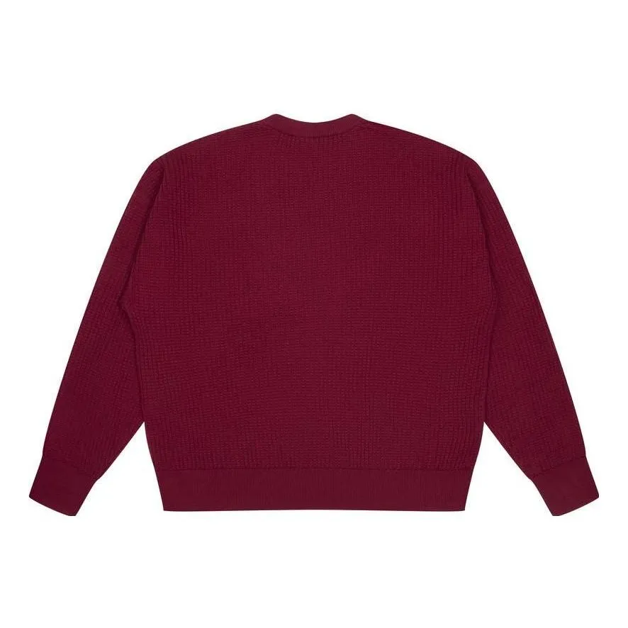 Drew House Sketch Mascot Waffle Sweater 'Burgundy' DW-FW22-558 sold by KicksCrew product image thumbnail 2