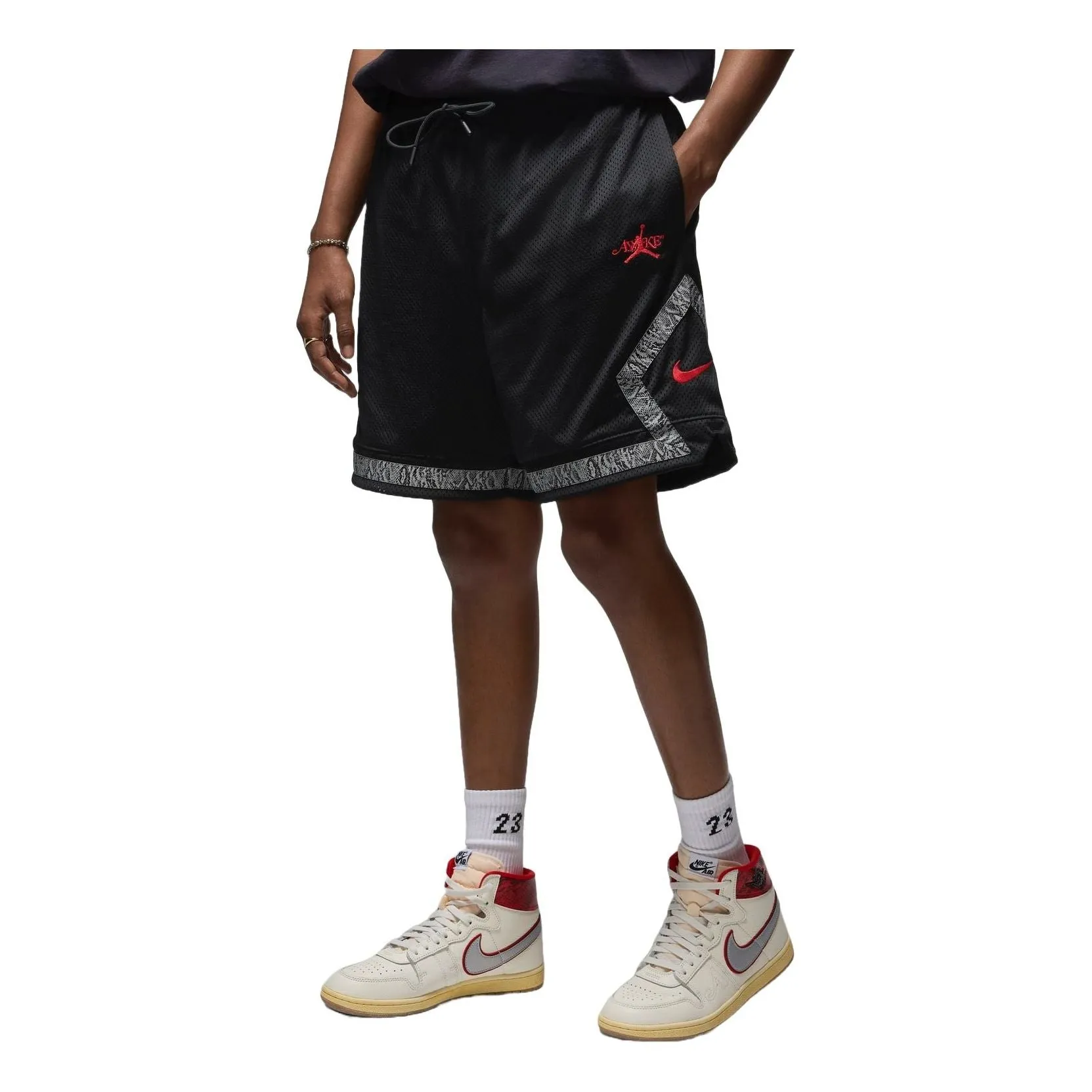 Air Jordan x Awake NY Diamond Shorts 'Black Red' FQ5449-010 sold by KicksCrew