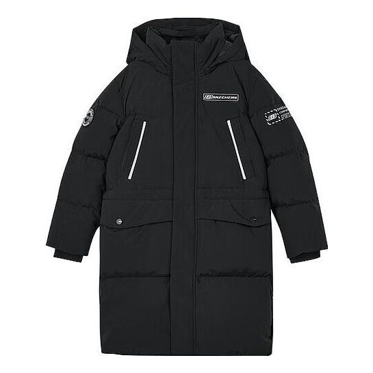 Skechers SKX Casual Long Down Jacket 'Black White' P423B014-0018 sold by KicksCrew