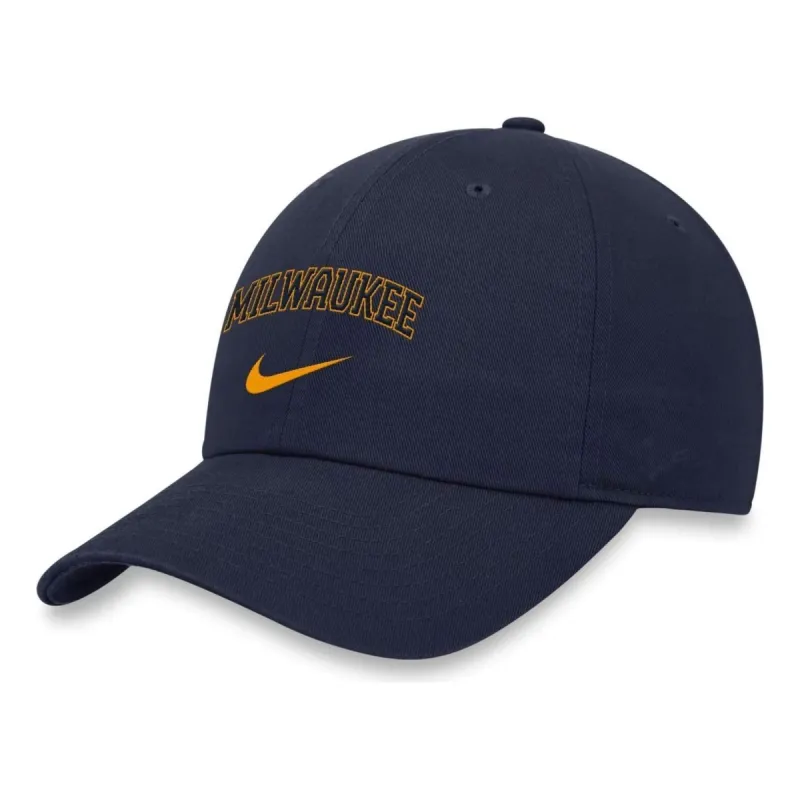 \Nike Heritage 86 Wordmark Swoosh MLB Milwaukee Brewers Adjustable Caps 'Navy' NK1241SMZB-WM0 sold by KicksCrew