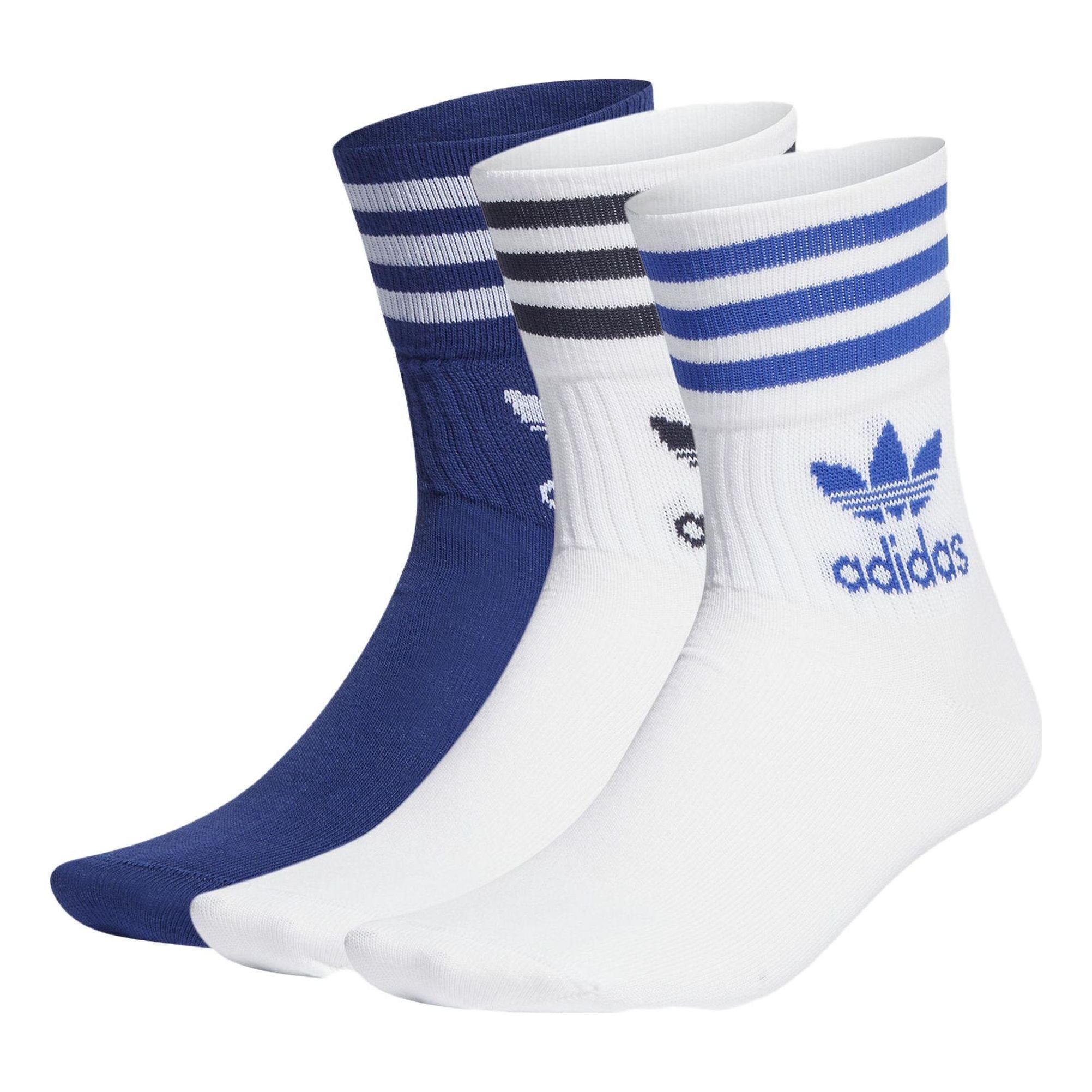 Adidas Mid-Cut Crew Socks - 3 Pairs 'White Blue' IB9387 sold by KicksCrew