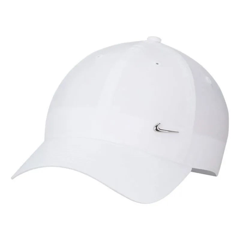 Nike Dri-FIT Club Metall-Swoosh Logo Cap 'White' FB5372-100 sold by KicksCrew