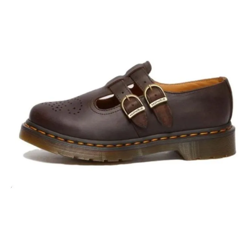 (WMNS) Dr. Martens 8065 Crazy Horse Leather Mary Jane Shoes 'Dark Brown' 30914201 sold by KicksCrew
