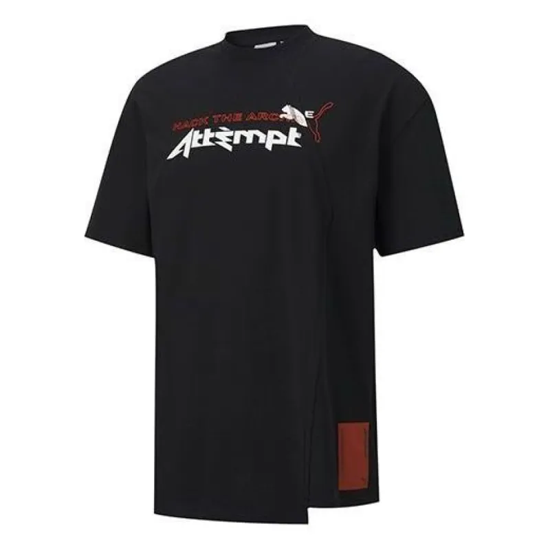 Puma x Attempt T-shirt 'Black White Red' 598275-01 sold by KicksCrew