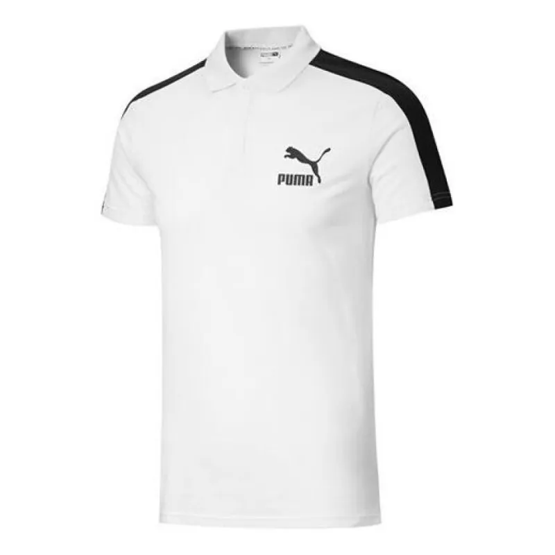Puma Iconic T7 Polo Shirt 'White Black' 598250-02 sold by KicksCrew