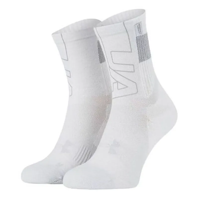 Under Armour ArmourDry Run Crew Socks 'White Grey' 1361156-100 sold by KicksCrew