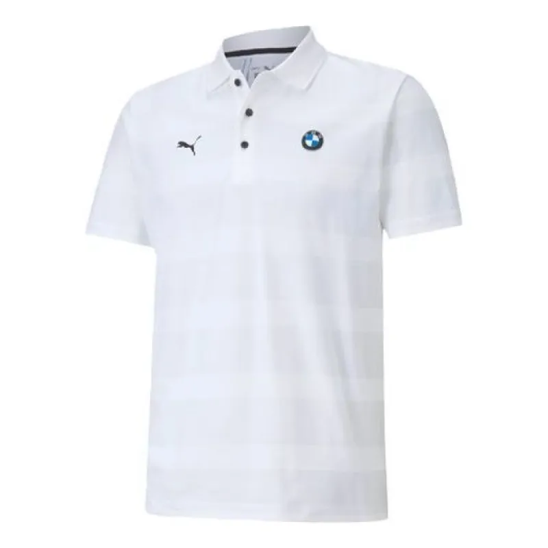 Puma x BMW Motorsport Striped Short Sleeve Polo Shirt 'White Black' 598005-02 sold by KicksCrew
