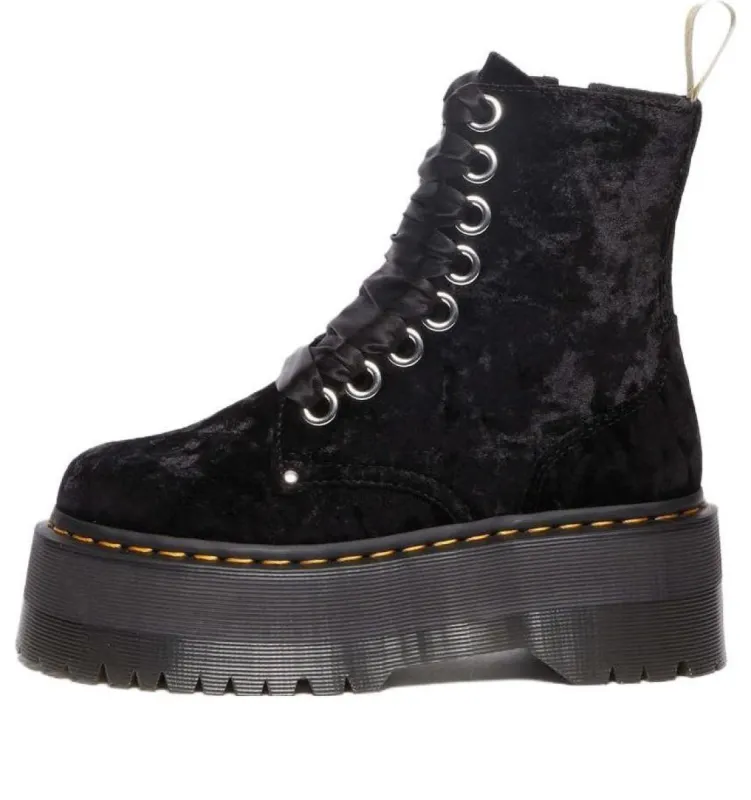 (WMNS) Dr.Martens Vegan Jadon Boot Max Crushed Velvet Platforms 'Black' 31030001 sold by KicksCrew