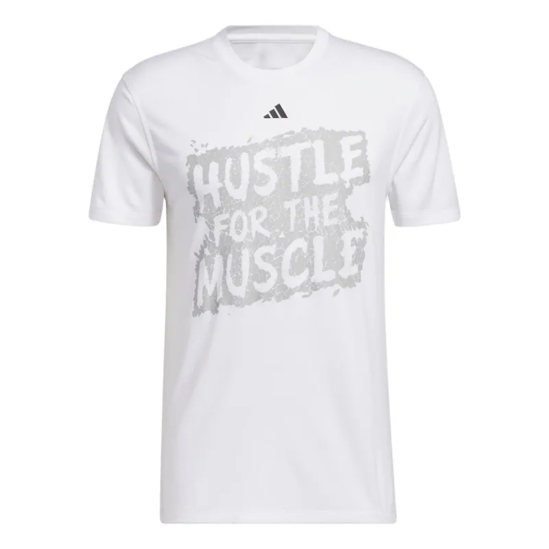 Adidas Hustle For The Muscle T-Shirts 'White' H44742 sold by KicksCrew