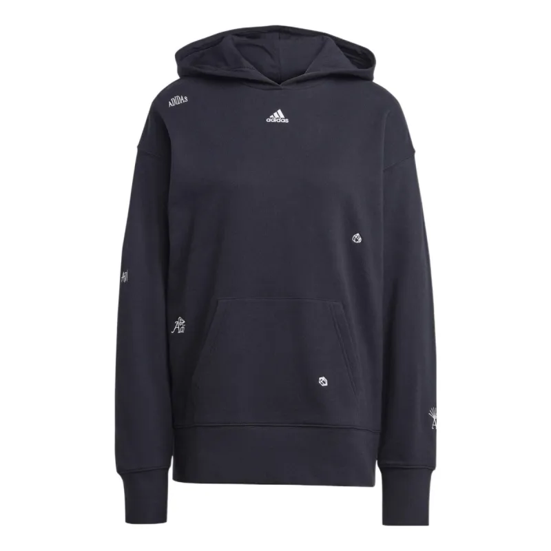 (WMNS) adidas Relaxed Hoodie With Healing Crystals-Inspired Graphics 'Black' IC0803 sold by KicksCrew