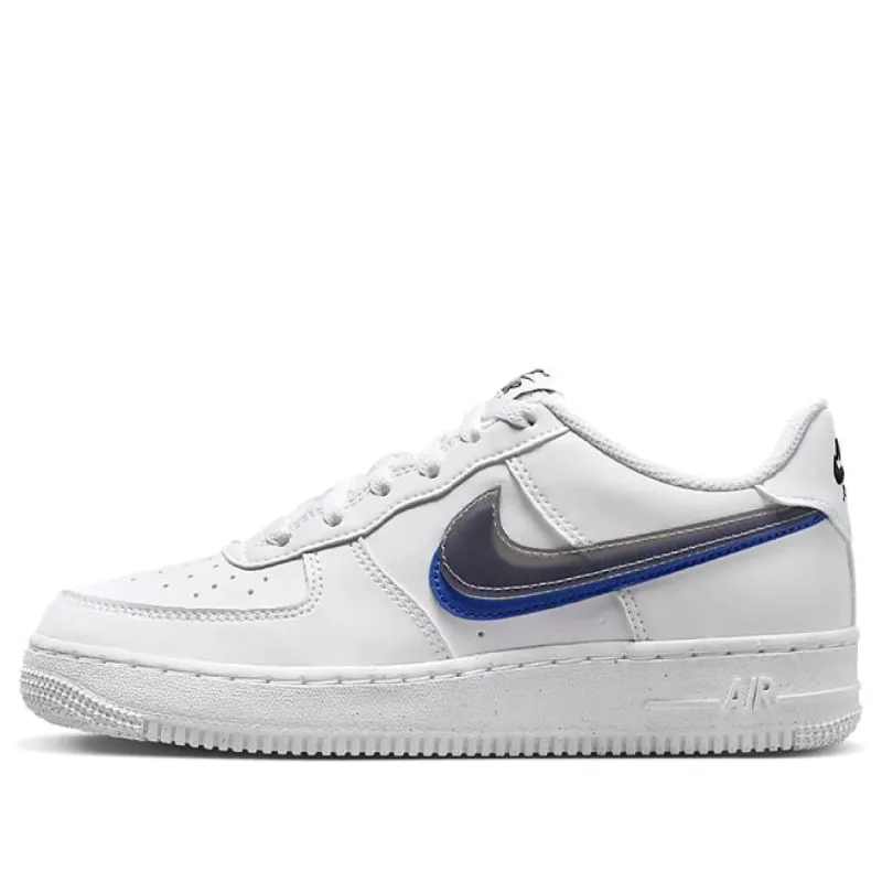 (GS) Nike Air Force 1 Low Impact Next Nature Double Swoosh 'White Black Blue' FD0688-100 sold by KicksCrew
