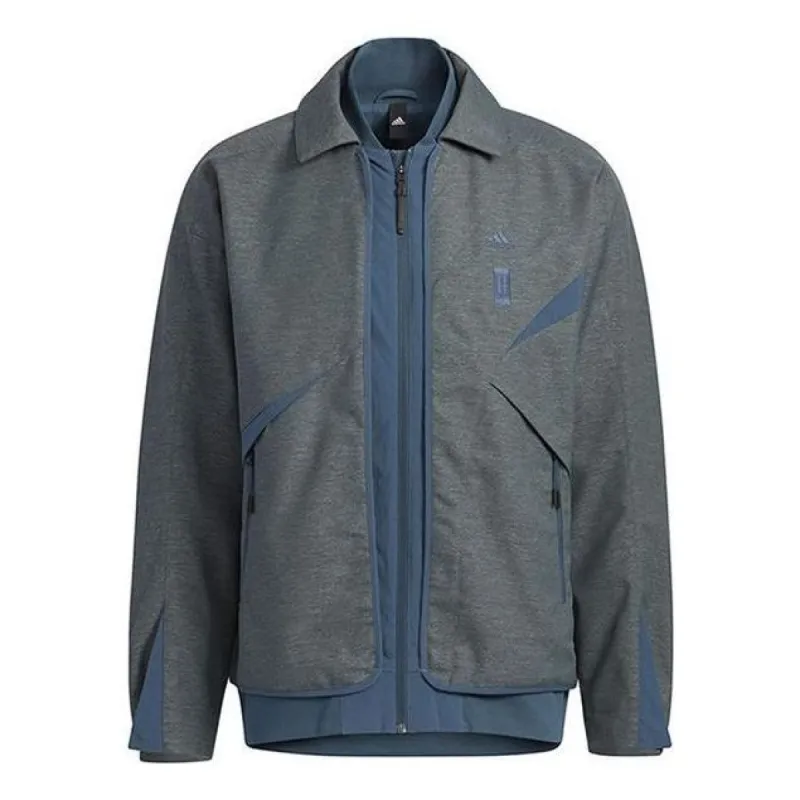 Adidas WUJI Sports Casual Stitching Windproof Jackets 'Grey Teal' HY5846 sold by KicksCrew