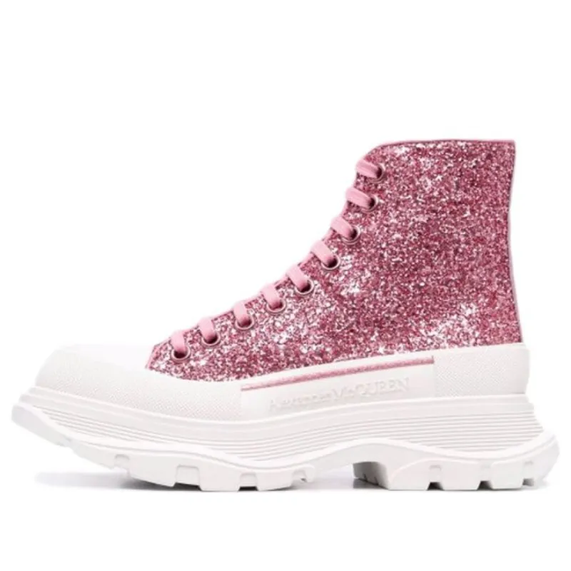 (WMNS) Alexander McQueen Tread Slick Glitter High-Top 'Pink White' 666806W4JF45489 sold by KicksCrew