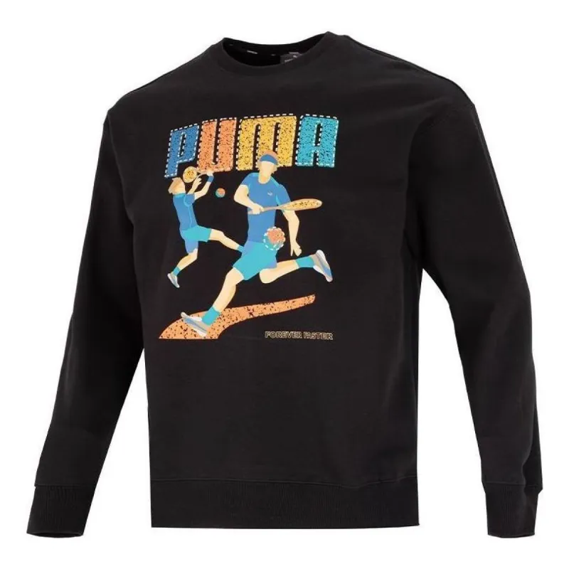 Puma Tennis Club Graphic Long Sleeve Tee 'Black' 538658-01 sold by KicksCrew