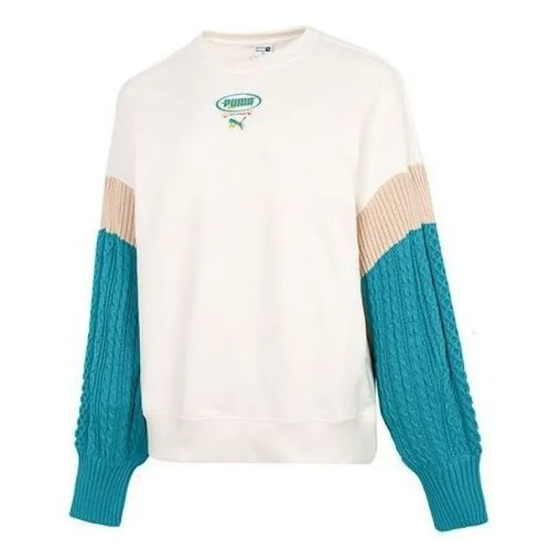 (WMNS) Puma Colorblock Sweatshirt 'White' 537968-65 sold by KicksCrew